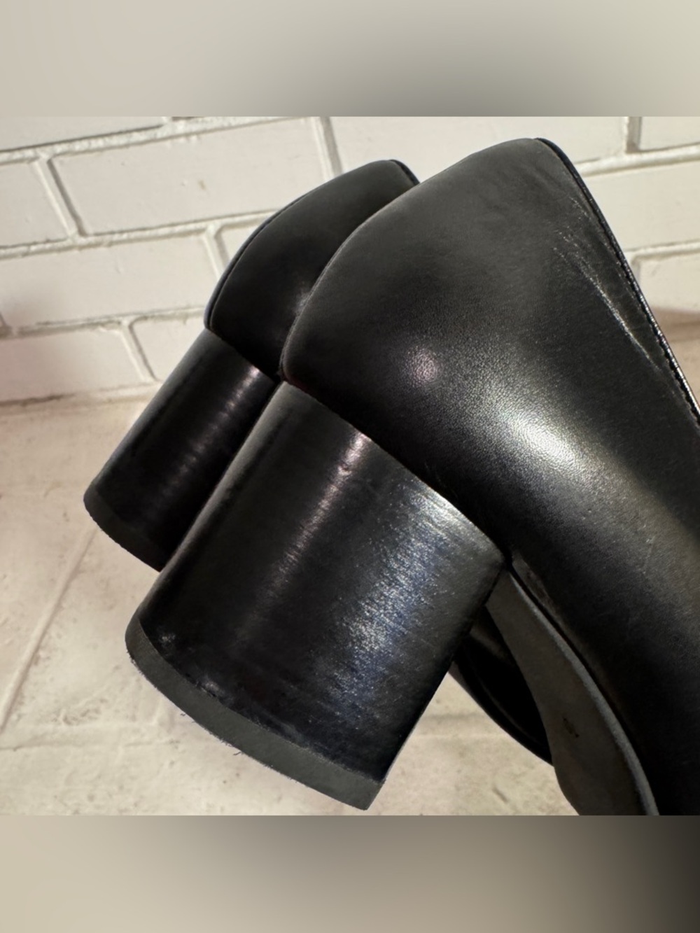 Tory Burch Black Leather Janey 50mm Block Heel Pumps - Size 10 - Picture 10 of 14
